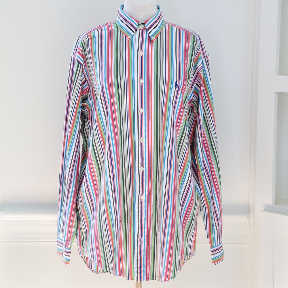 Ralph Lauren Men’s Multicolor Striped Long Sleeve Button Down Classic Fit Large